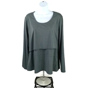 Milk Nursing Wear Green Scoop Neck Long Sleeve Layered Nursing Shirt Womens XL